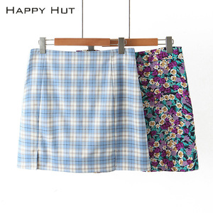 Jupe plissée taille haute à carreaux pour femme Happy Hut, grande taille, doublée, style moulant d'été N7564 - Product Image 2