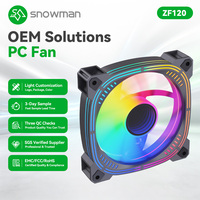 Ventilateur de boîtier PC SNOWMAN ZF120-ARGB-BK 120mm noir ARGB, roulement hydraulique PWM, synchronisation en chaîne 5V 3 broches, vente en gros