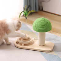 Nouvel Arbre à Chat Classique avec Disque Rotatif, Balle en Sisal, Bois Massif, Jouet à Frotter Durable, Emballage Carton