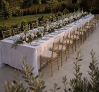 Chaises Chiavari en résine dorée empilables pour adultes, idéales pour les événements commerciaux, les hôtels, les fêtes et les mariages - Vente flash