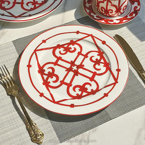 Plato de Comedor Rojo Chino de 10 Pulgadas y 8 Pulgadas, Plato para Cena Familiar, Plato para Ensalada, Plato Decorativo para Postre de Hotel - Product Image 4