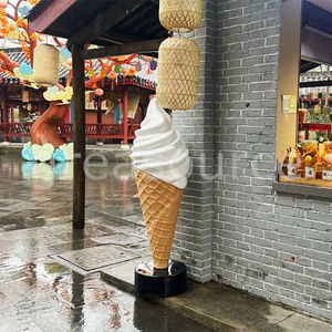 ประติมากรรมไอศกรีมขนาดใหญ่คุณภาพสูง พร้อมไฟตกแต่งร้านค้า รูปทรงโคนไฟฟ้า ไฟ LED ติดผนังภายนอกอาคาร สำหรับโปรโมชั่นดึงดูดลูกค้า - Product Image 6