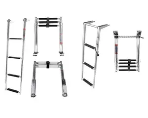 SS Telecscoping 드롭 사다리, 거울 광택 해양 보트 액세서리, 텔레스코픽 조절 지원 단계 접이식 탑승 사다리