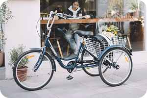 Vélo <span class=keywords><strong>cargo</strong></span> électrique familial à trois roues, cadre en acier pliable de luxe, assistance au pédalage - Product Image 2
