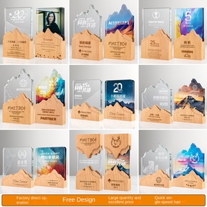 Trofeo Creativo de Cristal y Madera Maciza, Medalla de Competición Personalizable para Premios de Aniversario de Personal, Regalo Empresarial - Product Image 3