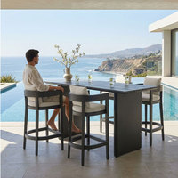 Ensemble de bar extérieur en aluminium YORLLA, table et tabourets de patio résistants aux intempéries avec coussins imperméables pour les centres de villégiature
