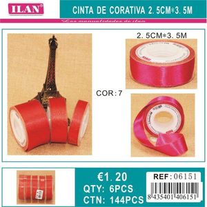 ริบบิ้นตกแต่ง 2.5 ซม. X 3.5 ม. สีชมพู สำหรับงานฝีมือและห่อของขวัญ - Product Image 1