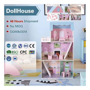 Latest kids large diy dollhouse set furniture kids toys big wooden doll house for children