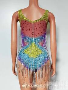 Mono de Spandex con Pedrería Brillante para Mujer, Atuendo de Diosa para Sesiones de Fotos, Celebraciones de Graduación, Disfraces de Club de <span class=keywords><strong>Las</strong></span> Vegas - Product Image 5