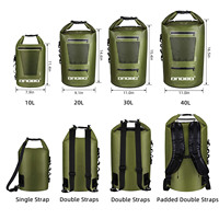 Sac à dos étanche en bâche PVC 500D noir pour le camping en plein air et l'utilisation à vélo