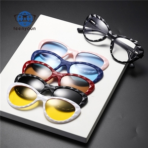Teenyoun Factory 5-en-1 <span class=keywords><strong>Clip</strong></span> en gafas Mujer <span class=keywords><strong>Lentes</strong></span> De Sol Ojo De Gato Gafas De Sol Tortuga Gafas De Sol Cateye Mujer - Product Image 1