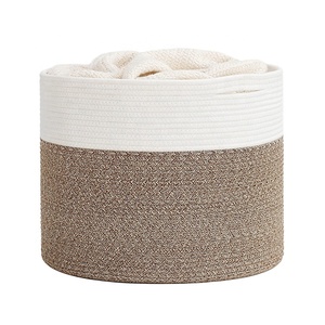 Cesto de almacenamiento de cesta tejida de cuerda de algodón grande marrón nuevo 2025 para <span class=keywords><strong>ropa</strong></span> <span class=keywords><strong>sucia</strong></span> - Product Image 1