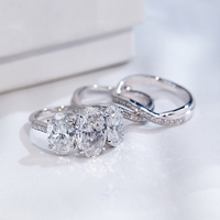 Bagues empilables de luxe Messi Gems MSR-1914, personnalisées en or 14 carats, forme ovale, diamant de laboratoire.