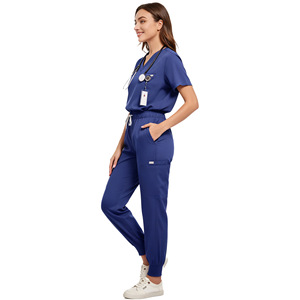Daoyi Women's Medical Scrub Set V-Neck Elastic Jogger Pants Breathable Polyester Uniform Hospital Workwear - Product Image 1
