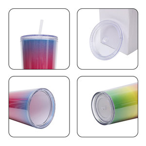 Colorful Double Wall Plastic Cup 26oz With Straw For Party Drinkware Unisex Adult Use - Product Image 4