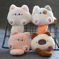 Tendance mignon petit chat en peluche porte-clés doux coton pendentif poupée sac accessoire