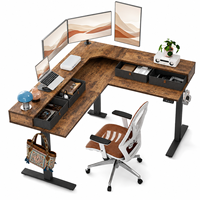 Bureau debout électrique en forme de L, 63 x 55 pouces, assemblage facile, cadre en acier moderne et stable, couleur personnalisable, préréglages de mémoire
