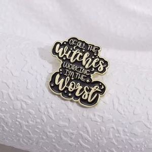 Broches Punk góticos negros personalizados, insignias de solapa, <span class=keywords><strong>alfileres</strong></span> esmaltados de la peor bruja para mago, brujería, regalo de joyería para amigos amantes - Product Image 2