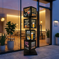Panneau d'affichage LED personnalisé en usine, 4 faces, 4 couches, menu lumineux, affichage cubique, publicité rotative, boîte lumineuse pour restaurant, café, location