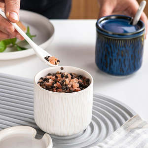 Juego de Recipientes Apilables de Cerámica Ecológica para Sal y Pimienta, con Tapa para Conservar la Frescura de los Alimentos, Decoración Clásica para la <span class=keywords><strong>Cocina</strong></span> - Product Image 1