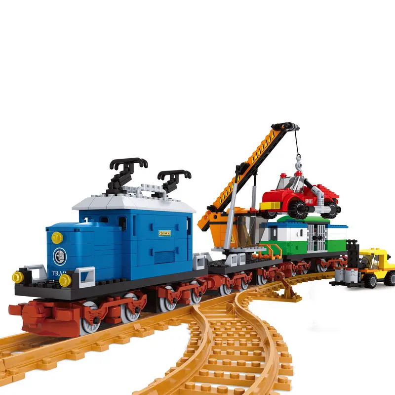 Crocodile Work City Train Construction Building Block Set Educational Railway Engine Track Model Kit marche compatibili Brick Toy