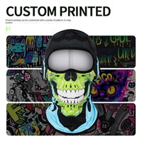 Máscara de calavera de Halloween personalizada Personalidad divertida Cara completa Jersey de seda de hielo Máscara de montar Impresión digital transpirable a prueba de polvo