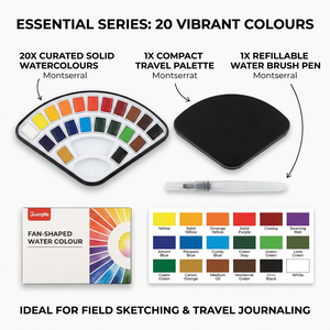 Ensemble de peinture à la gouache solide avec stylo pinceau à eau, pigment de voyage pliable pour le dessin à partir de 8 ans - Product Image 5