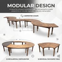 Table rustique en bois en forme de S, durable, couleur antique, pour extérieur, parc, hôtel, mariages et événements