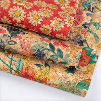 Tissu en liège naturel au mètre, imprimé floral, cuir PU en liège pour semelles de chaussures, artisanat