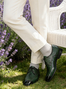 Zapatos de Cuero Genuino con Cordones y Punta Redonda para Otoño, con Diseño de Lunares, Antideslizantes y Ligeros para Vestimenta Formal de Negocios para Hombre - Product Image 5