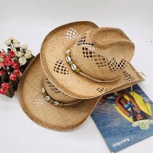 Sombrero de vaquero de paja de rafia para hombre con ala enrollable a la moda, sombreros de vaquero baratos hechos en México a la venta - Product Image 1