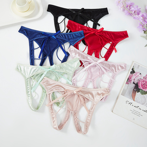 Vente en gros d'usine OEM/ODM de bikini ouvert à l'entrejambe pour femmes <span class=keywords><strong>culotte</strong></span> triangulaire <span class=keywords><strong>rouge</strong></span> sexy et anti-fuite sous-vêtements passionnés sans décollage - Product Image 1