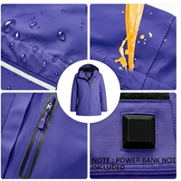 Veste matelassée chauffante softshell pour femme, imperméable, respirante, coupe-vent, capuche amovible, réglage de la température sur 4 niveaux, couleur unie