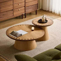 Table basse ronde en bois massif minimaliste, best-seller, pour salons