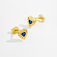 FUAMAY 2025 mode oreille accessoires 925 argent 18K plaqué or coeur boucles d'oreilles avec bleu CZ bijoux à la mode pour les femmes