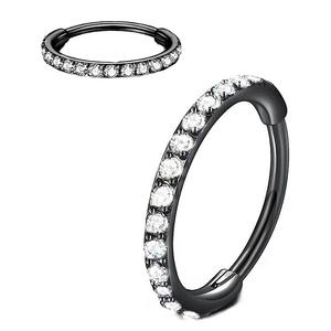 Anneau à segment articulé en or jaune 18 carats <span class=keywords><strong>Tragus</strong></span> <span class=keywords><strong>Piercing</strong></span> Clicker Style classique en acier inoxydable Zircon <span class=keywords><strong>Piercing</strong></span> Stories Clicker Side - Product Image 4
