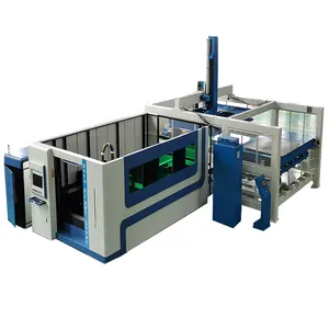 Máquina de corte a laser de fibra automática completa com tampa completa e troca worktable