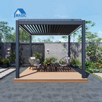 Pergola bioclimatique motorisée en aluminium avec toit à lames orientables, télécommande magique, pour jardin, arches, tonnelles, pergolas