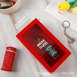 Wooden Emergency Gift Box Red Rectangle Desktop <b>Decoration</b> Money Box Birthday Fun Ornament Display Cover - Product Image 4