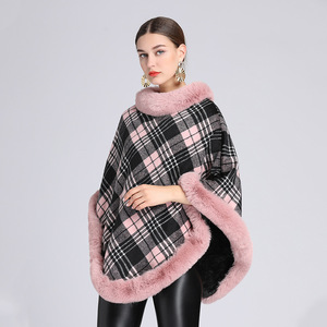 619 # automne et hiver nouveau <span class=keywords><strong>Plaid</strong></span> en peluche épaissi Faux cheveux col Cape châle tricoté pull pull Tweed veste - Product Image 4
