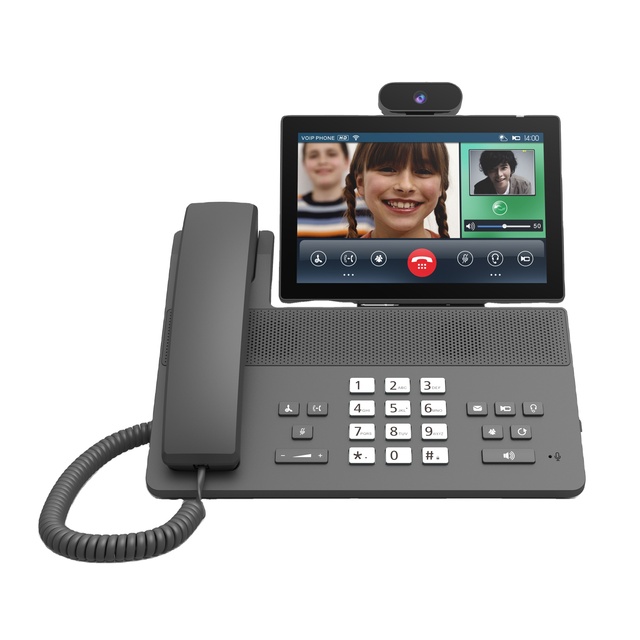 Low Cost Modern Retro Poly IP POE VoIP Phone with Dual 1000 Gigabit 6 Account Lines 4G Android SIP/PSTN Call Center Receiver