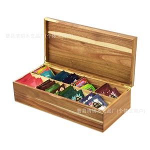 Acacia Wood <b>Tea</b> Bag Storage <b>Box</b> Rectangular Covered With Compartments For Coffee And <b>Tea</b> Drawer Organizer - Product Image 1