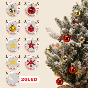 Aigostar 2.3M luci a LED a batteria 36 ornamenti oro rosso 2700K bianco caldo 2 modalità per piccoli alberi natale - Product Image 5