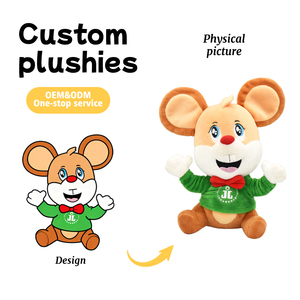 Jouets en peluche personnalisés, poupée souris de dessin animé avec nœud papillon rouge, design mignon, recolorable, impression de logo disponible, cadeaux d'entreprise - Product Image 1
