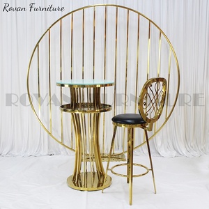 <span class=keywords><strong>Tabouret</strong></span> <span class=keywords><strong>de</strong></span> <span class=keywords><strong>Bar</strong></span> haut en verre avec chaises, élégant, <span class=keywords><strong>pour</strong></span> Table à gâteaux, hôtel club, mariage, acier inoxydable - Product Image 4