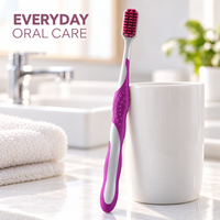 Brosse à dents manuelle antidérapante à poils arrondis pour adultes avec poignée confortable, nettoyage de la plaque dentaire, fournitures dentaires en gros