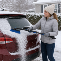 Brosse à neige télescopique en mousse à poils rigides avec manche en fer et grattoir à glace ABS pour pare-brise de voiture – Idéale pour l'hiver