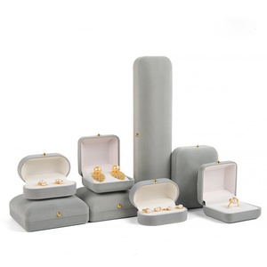 Gold Buckle Bronzing Flocked Rectangular Jewelry <b>Box</b> for <b>Ring</b> Earring Pendant Necklace Bracelet Storage Packaging Fashionable - Product Image 5