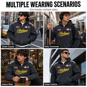 Sudadera con Capucha Casual Personalizable con Estampado y Bordado para Hombre, Estilo Holgado, Hip Hop, para Otoño, Salidas Diarias, Reuniones Sociales - Product Image 3