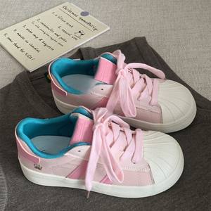 Women's New Korean Retro Shell Toe <b>White</b> Sneakers Versatile Lace-up Casual Sports <b>Shoes</b> Trainer <b>Shoes</b> - Product Image 6